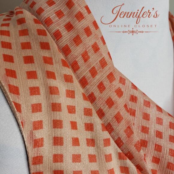 3/$30 New York & Company Women's Orange Cowl Neck Sleeveless Top - Picture 3 of 7